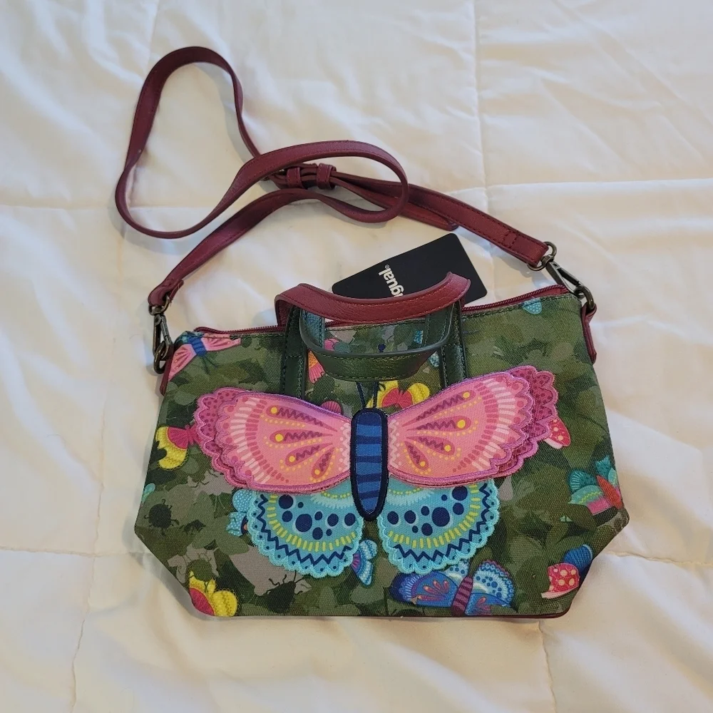 NWT Desigual Bols Bag 4092 Embroidered Butterfly Discontinued
